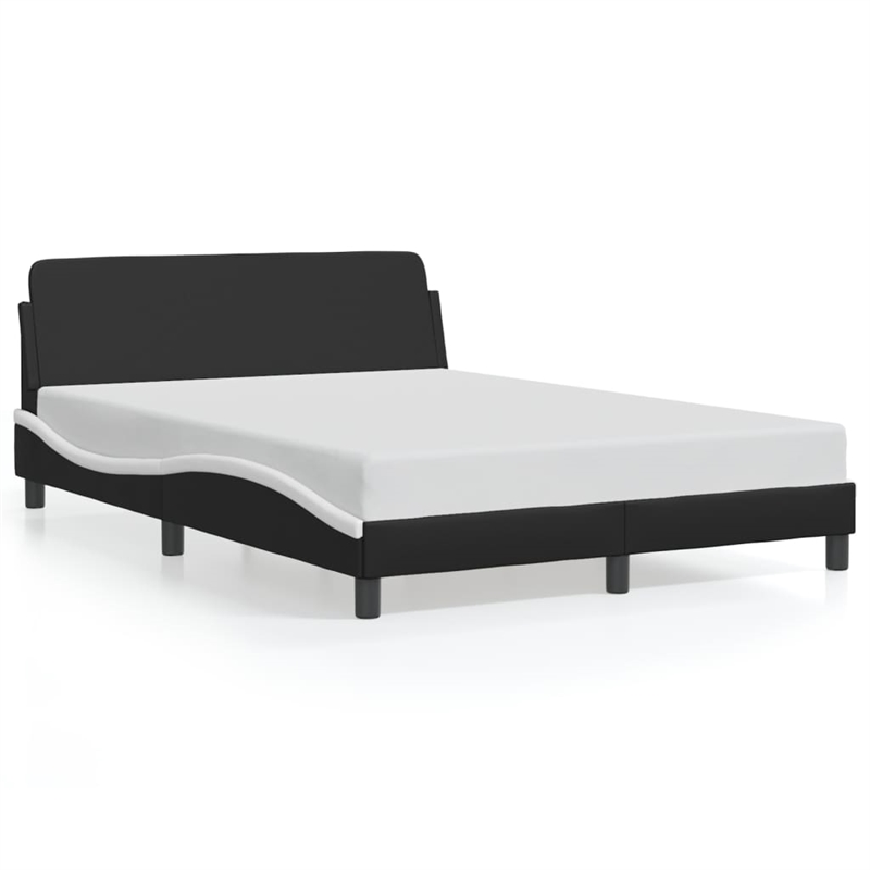 vidaXL Faux Leather Bed Frame in Black and White