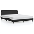 vidaXL Engineered Wood Faux Leather Queen Bed Frame in Black and White
