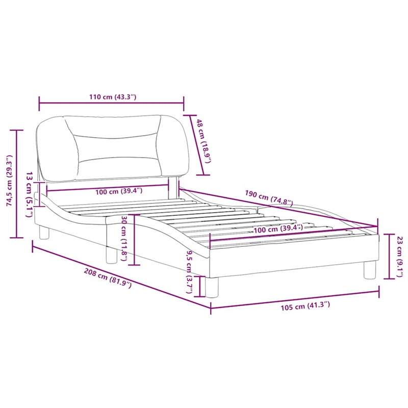 vidaXL Twin Solid Pine Wood Bed Frame in Dark Grey