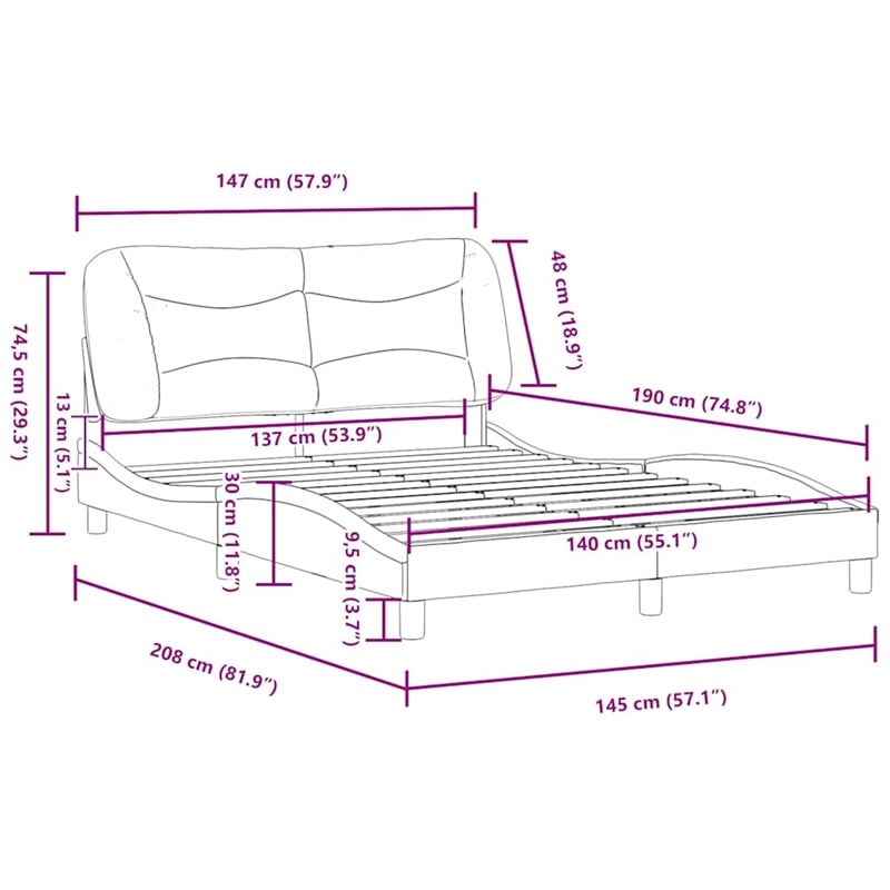 vidaXL Polyester Upholstery Full Bed Frame Dark Grey