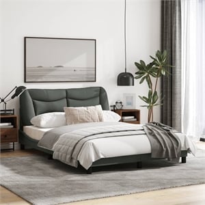 vidaXL Polyester Upholstery Full Bed Frame Dark Grey