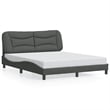 vidaXL Modern Engineered Wood Queen Bed Frame in Dark Gray