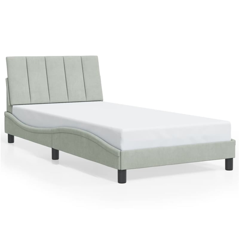 vidaXL Twin XL Engineered Wood Bed Frame in Light Gray