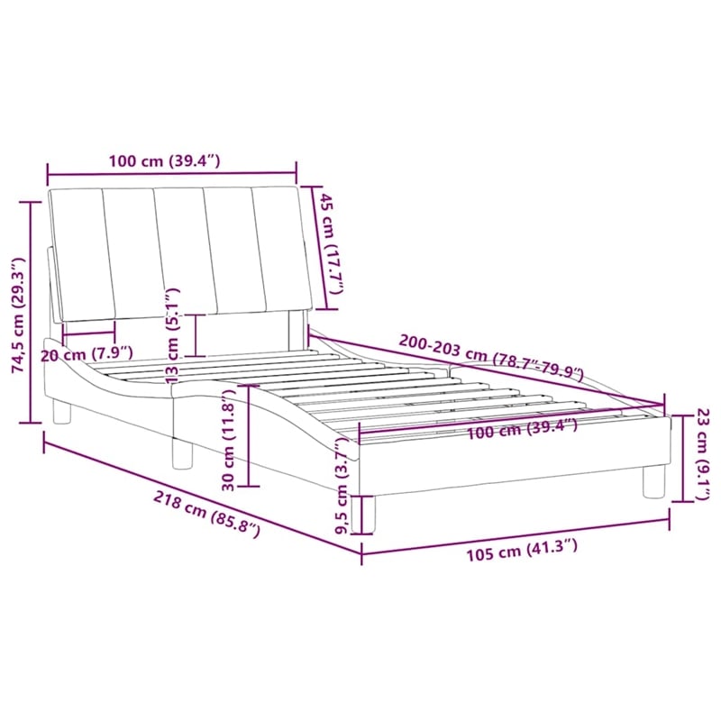 vidaXL Twin XL Engineered Wood Bed Frame in Light Gray