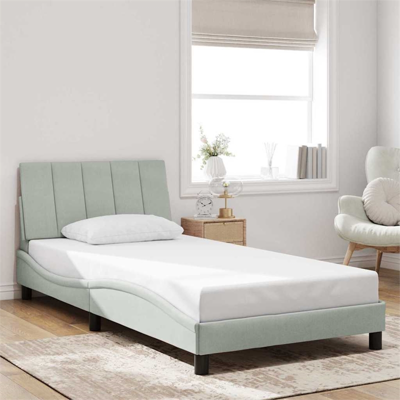 vidaXL Twin XL Engineered Wood Bed Frame in Light Gray