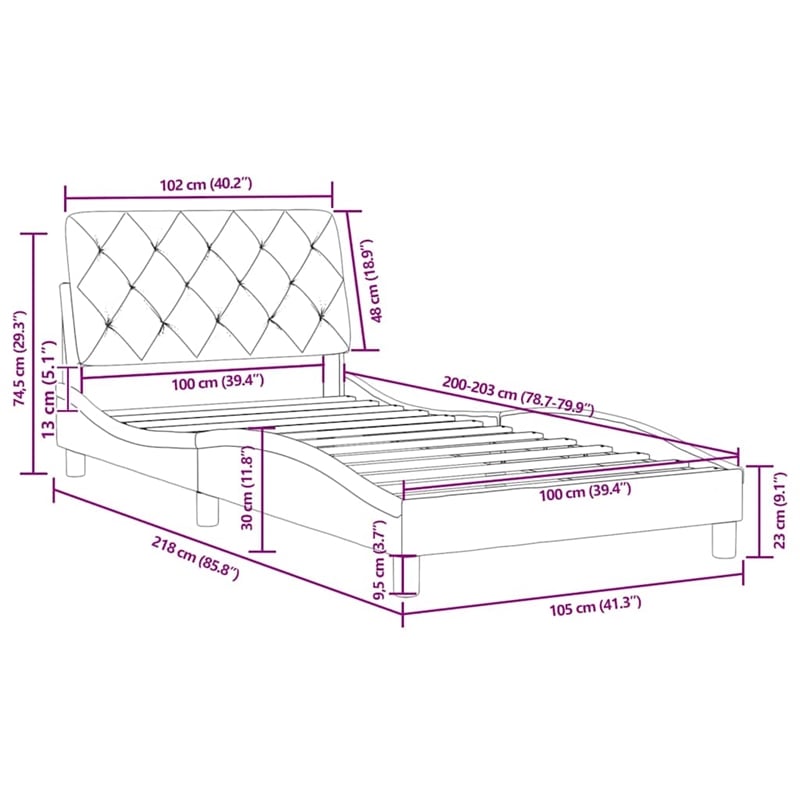 vidaXL Engineered Wood Twin XL Bed Frame in Dark Gray