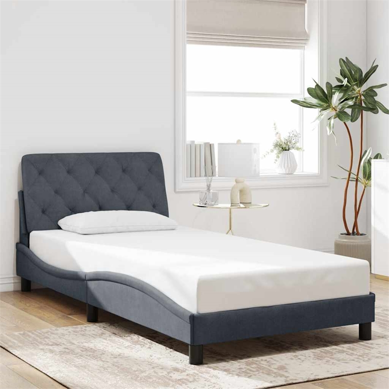 vidaXL Engineered Wood Twin XL Bed Frame in Dark Gray