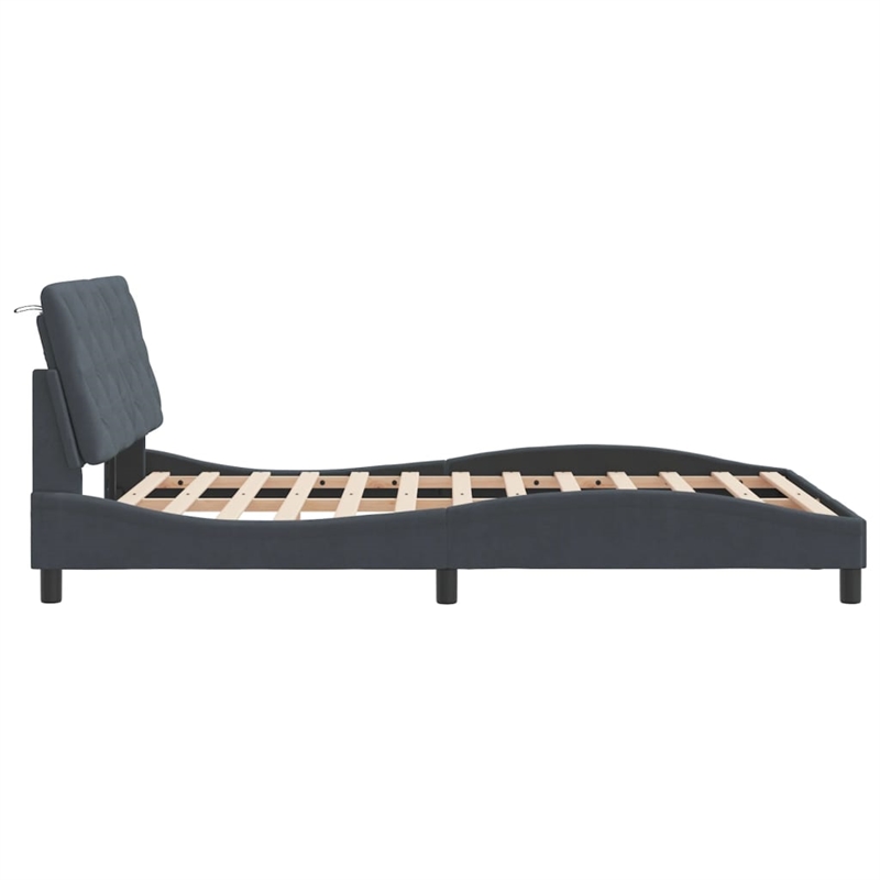 vidaXL Engineered Wood Full Bed XL Frame in Dark Gray