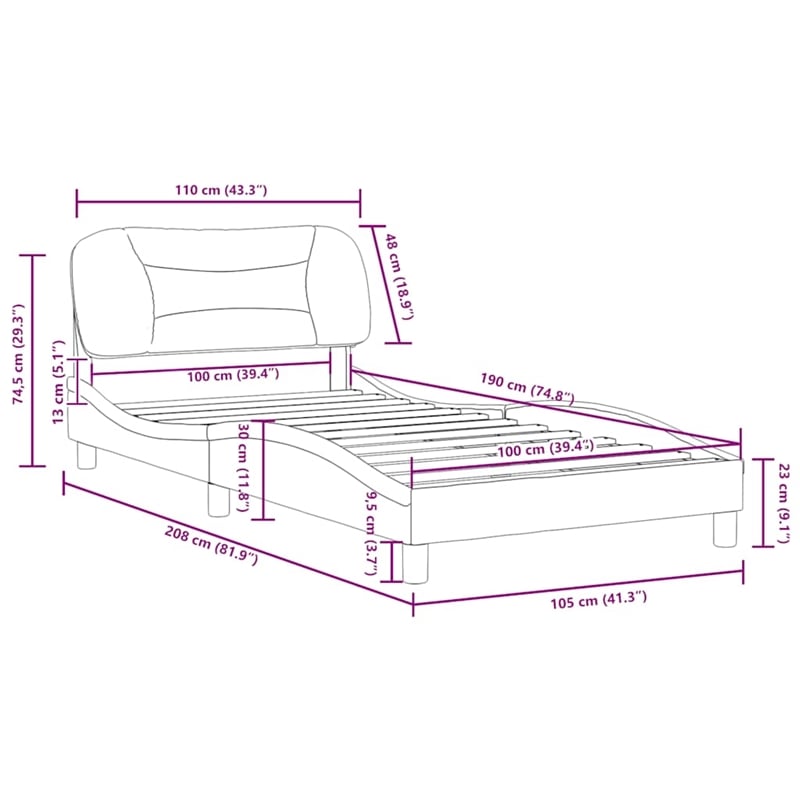 vidaXL Twin Bed Frame in White