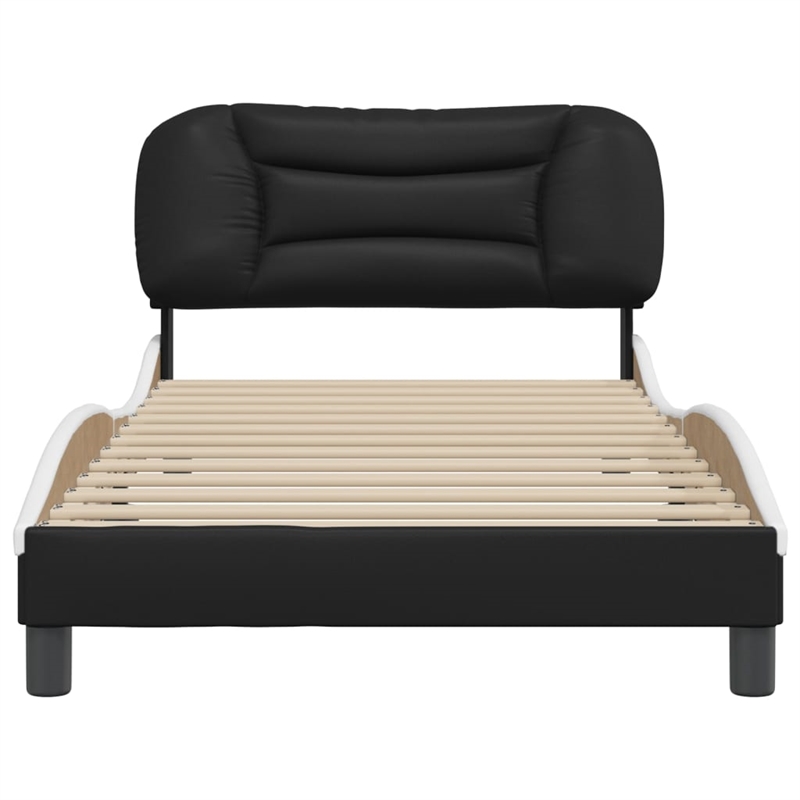 vidaXL Faux Leather Twin Bed Frame in Black and White