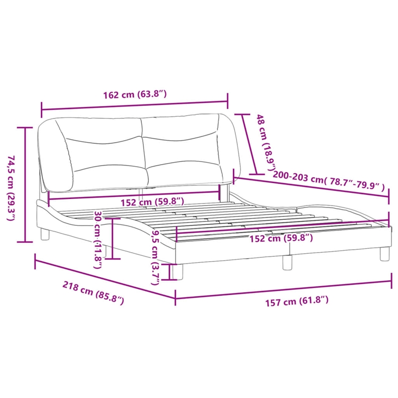 vidaXL Queen Engineered Wood Bed Frame in White