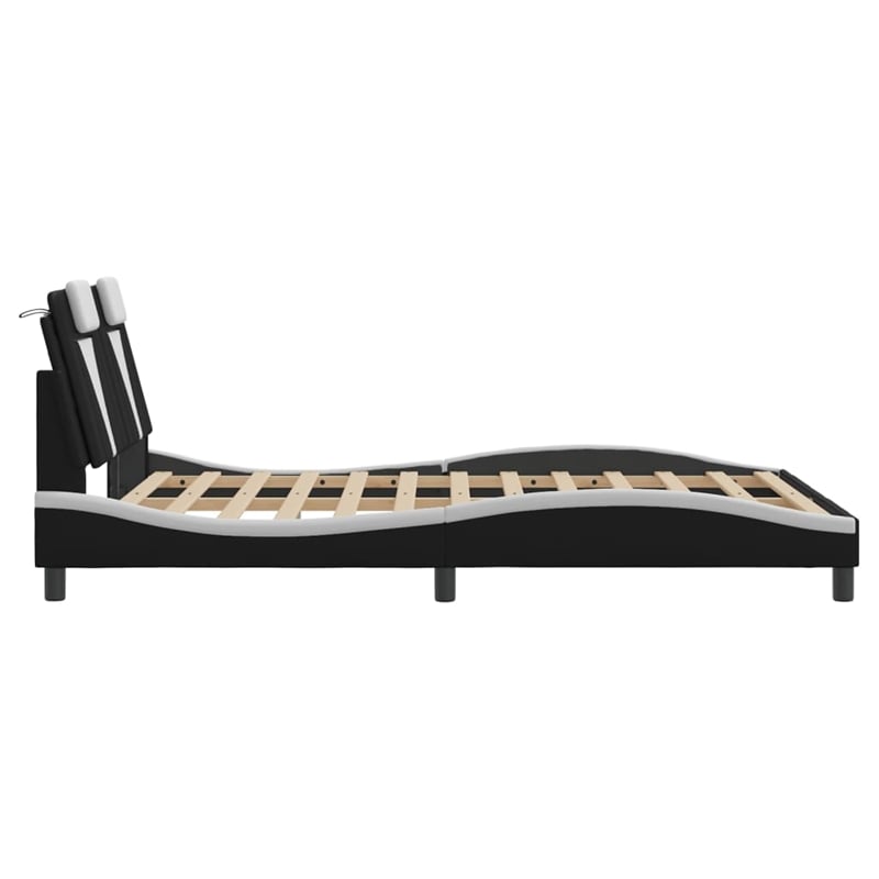 vidaXL Rectangular Full Bed Frame in Black and White