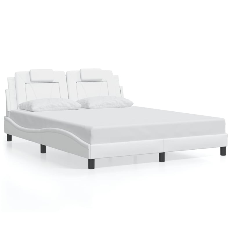 vidaXL Viana Faux Leather Queen Bed Frame without Mattress in White