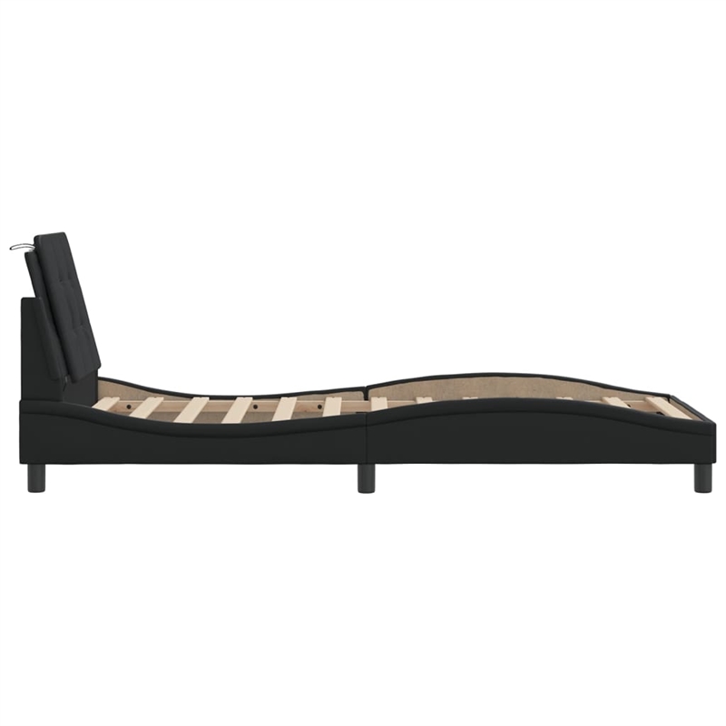 vidaXL Rectangular Faux leather Twin Bed Frame in Black