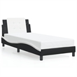 vidaXL Faux Leather Twin XL Bed Frame in Black and White