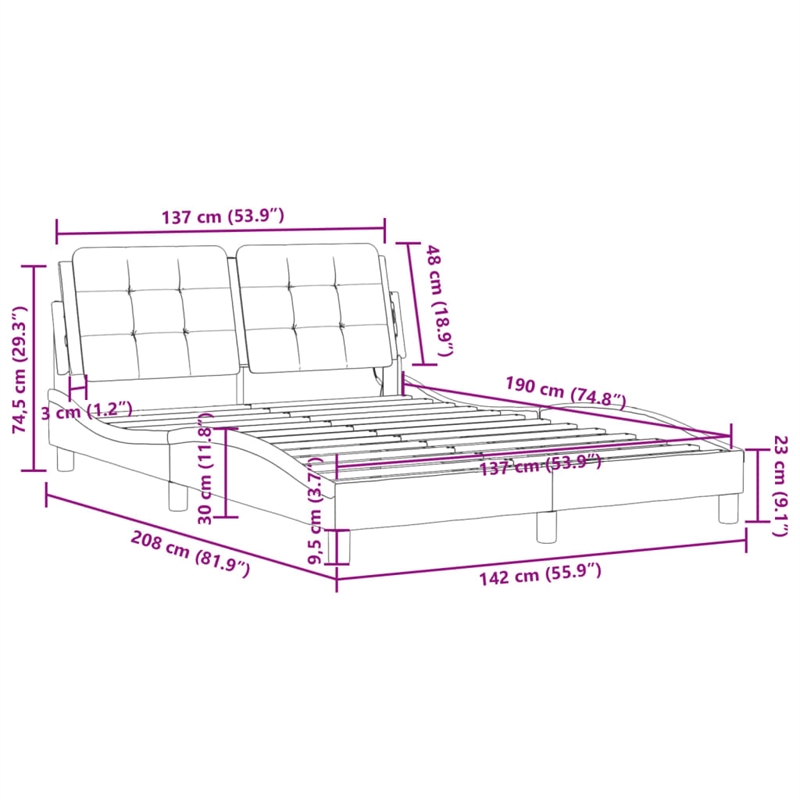 vidaXL Rectangular Full Bed Frame in White