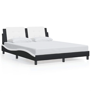 vidaXL Faux Leather Full Durable Bed Frame in Black and White