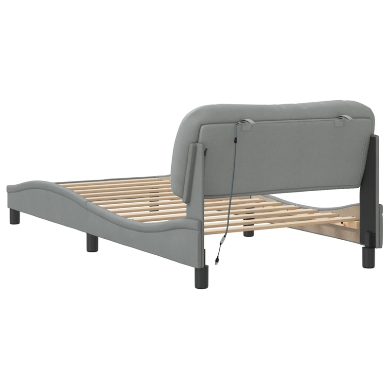 vidaXL Polyester Upholstery Twin Bed Frame in Light Grey