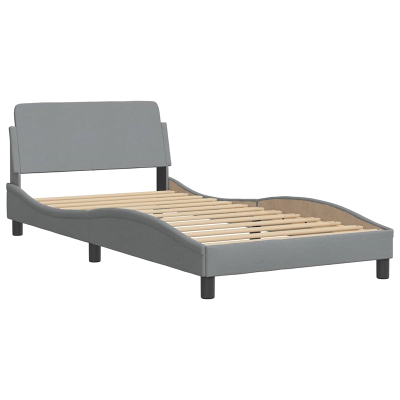 vidaXL Polyester Upholstery Twin Bed Frame in Light Grey
