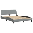 vidaXL Solid Pine Wood Bed Frame with LED in Light Gray