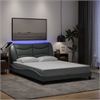 vidaXL Solid Pine Wood Bed Frame with LED in Light Gray