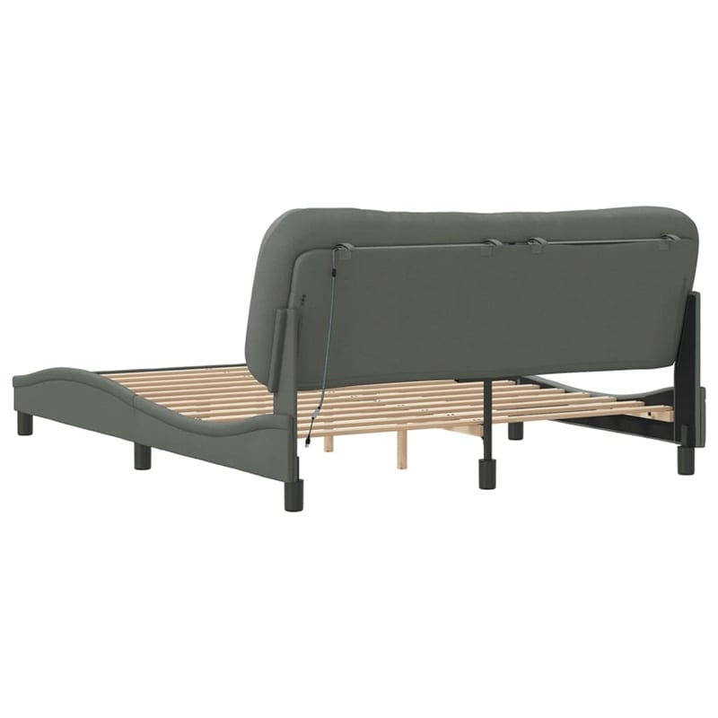 vidaXL Modern Engineered Wood Queen Bed Frame in Dark Gray