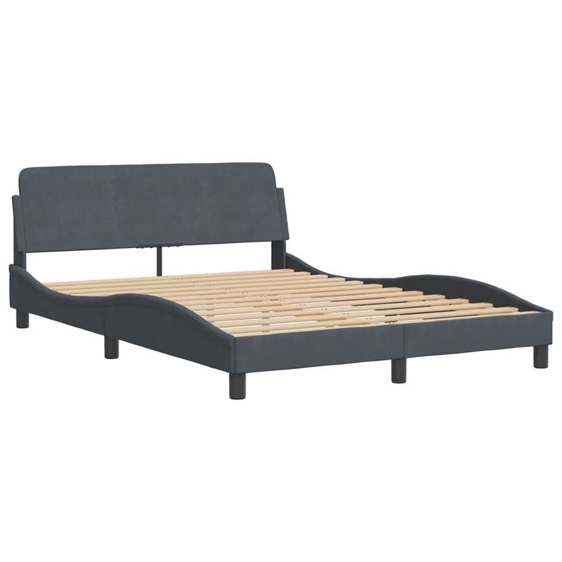 vidaXL Engineered Wood Full Bed Frame in Dark Gray Fabric