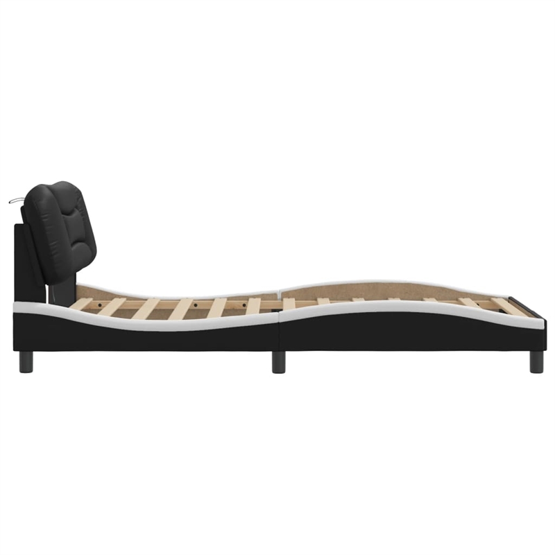 vidaXL Rectangular Twin Bed Frame in Black and White