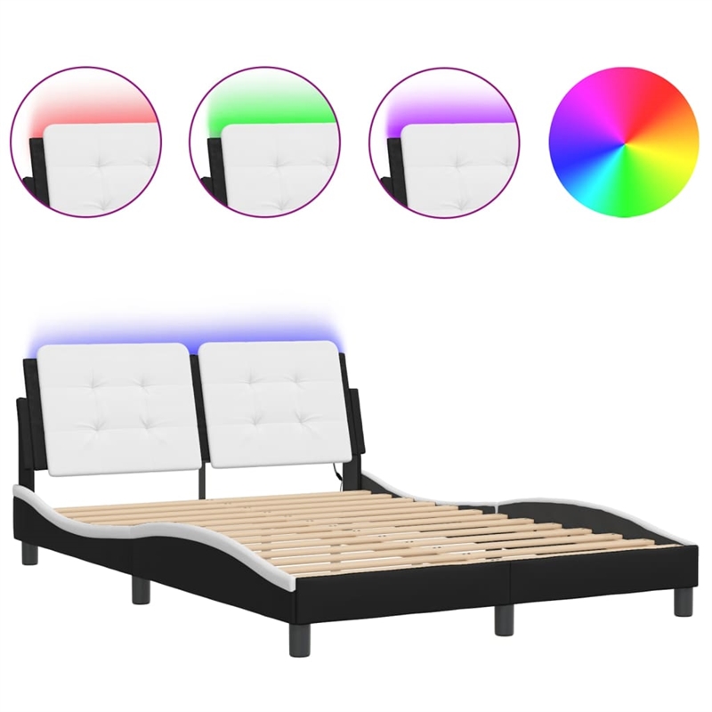 vidaXL Full/Double Faux Leather Plywood Bed Frame in Black