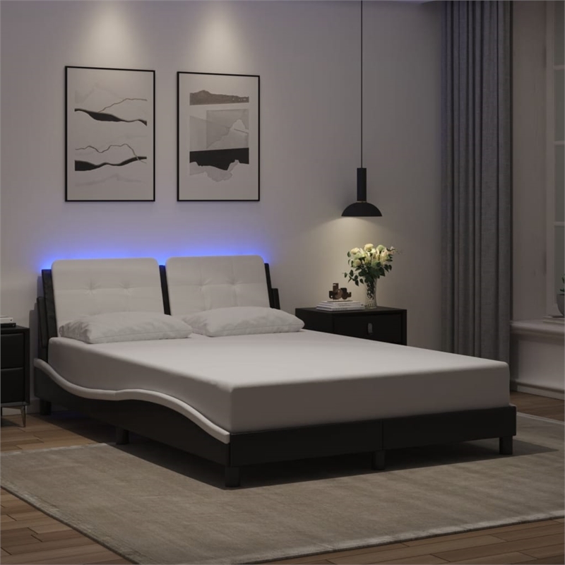 vidaXL Full/Double Faux Leather Plywood Bed Frame in Black