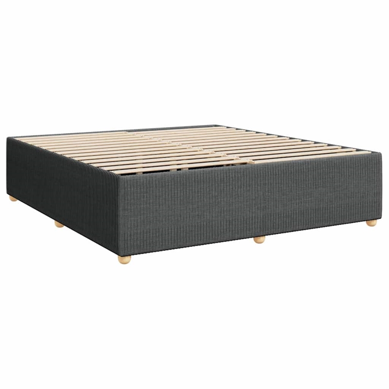 vidaXL Engineered Wood King Bed Frame in Dark Gray Fabric