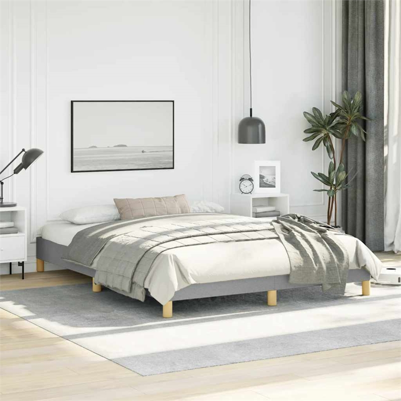 vidaXL Queen Engineered Wood Bed Frame in Light Gray