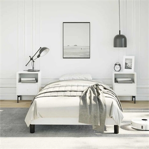 vidaXL Modren Twin XL Faux Leather Bed Frame in White
