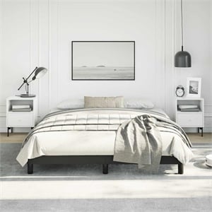 vidaXL Engineered Wood Faux Leather Queen Bed Frame in Black