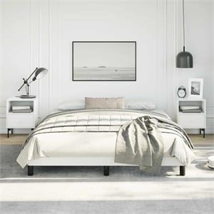 vidaXL Queen Faux Leather Engineered Wood Bed Frame in White
