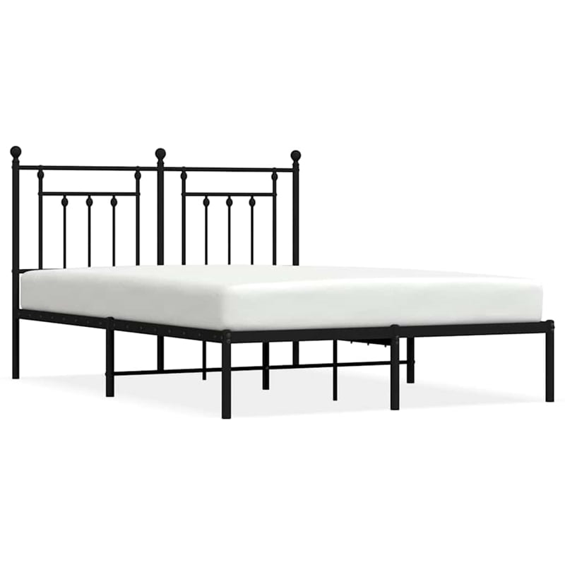 vidaXL Rectangular Powder-Coated Steel King Bed Frame in Black
