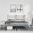 vidaXL Rectangular Powder-Coated Steel King Bed Frame in Black