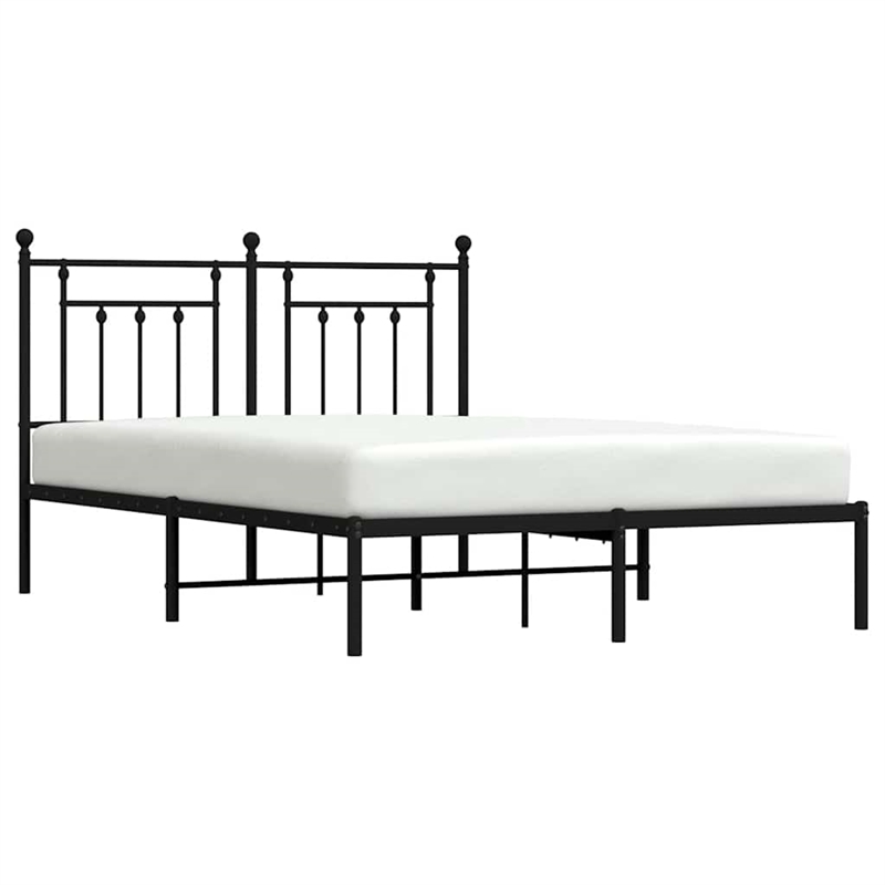 vidaXL Rectangular Powder-Coated Steel King Bed Frame in Black