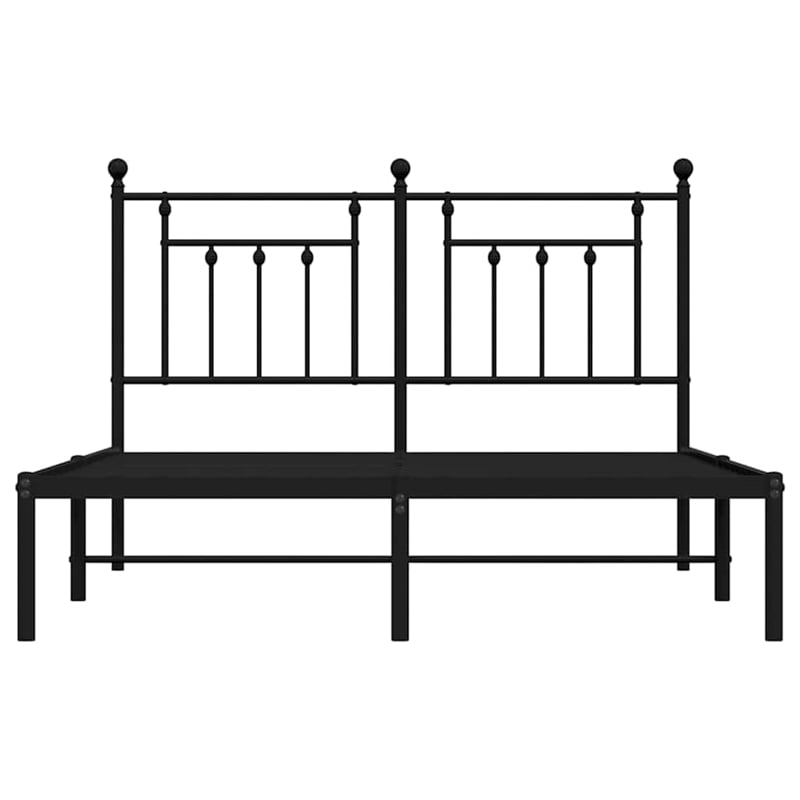 vidaXL Rectangular Powder-Coated Steel King Bed Frame in Black
