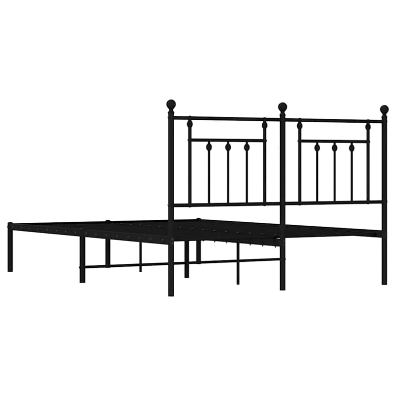 vidaXL Rectangular Powder-Coated Steel King Bed Frame in Black