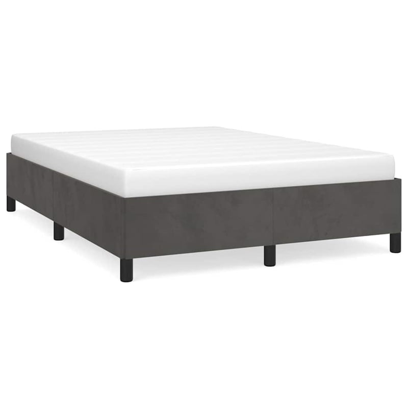vidaXL Modern Engineered Wood Queen Bed Frame in Dark Gray