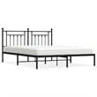 vidaXL Rectangular Powder-Coated Steel Full Bed Frame in Black
