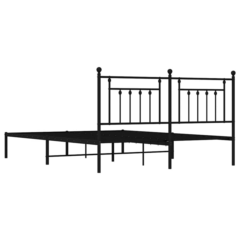 vidaXL Rectangular Powder-Coated Steel Full Bed Frame in Black