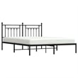 vidaXL Rectangular Powder-Coated Steel Full Bed Frame in Black