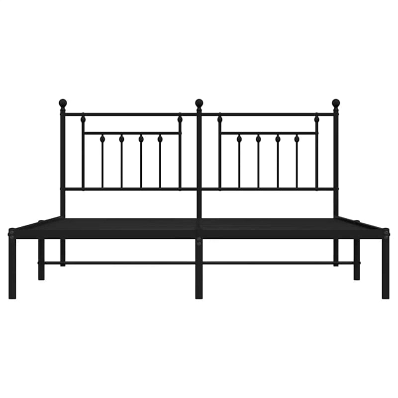 vidaXL Rectangular Powder-Coated Steel Full Bed Frame in Black