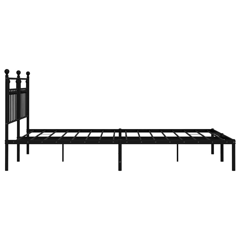 vidaXL Rectangular Powder-Coated Steel Full Bed Frame in Black