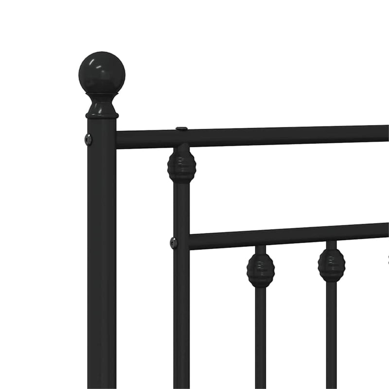 vidaXL Rectangular Powder-Coated Steel Full Bed Frame in Black
