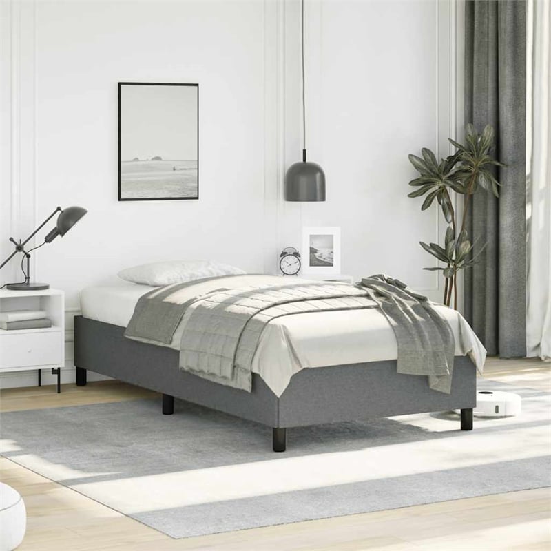vidaXL Engineered Wood Twin XL Bed Frame in Dark Gray