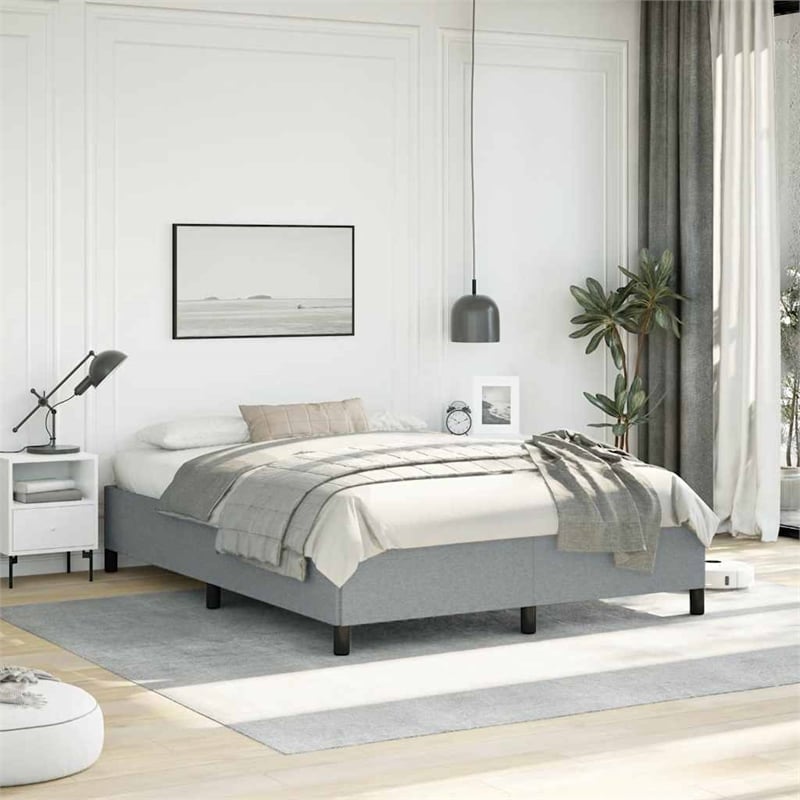 vidaXL Queen Engineered Wood Bed Frame in Light Grey