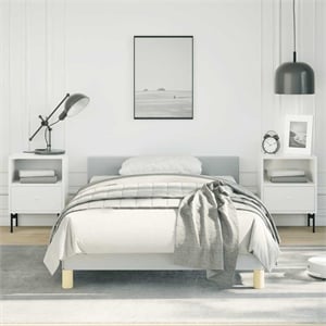 vidaXL Twin XL Engineered Wood Bed Frame with Headboard in Light Grey
